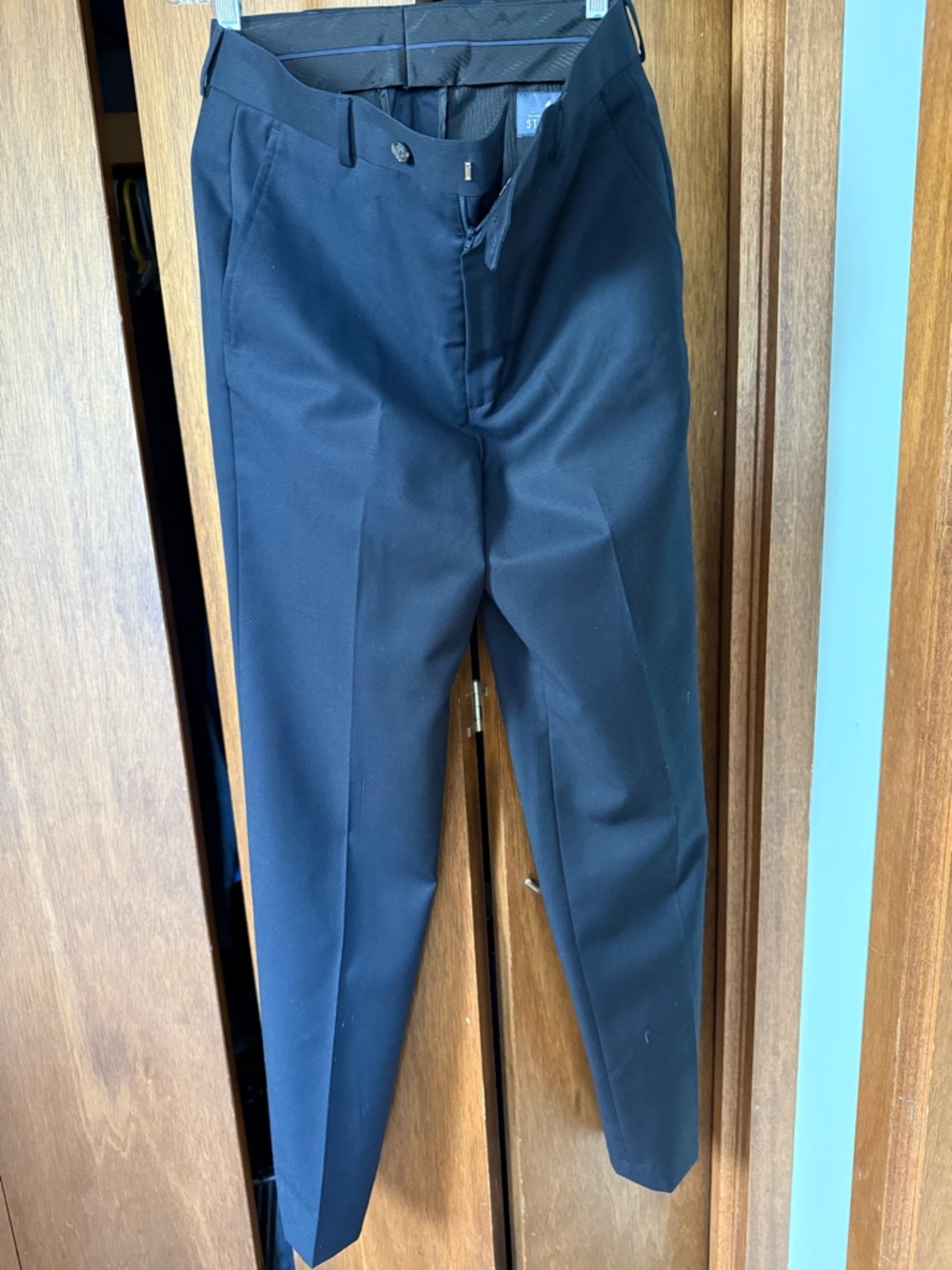 Prom! Wedding!Stafford Men's Navy Dress Pants - Classic Pleated Trousers 30x34 - Picture 6 of 7
